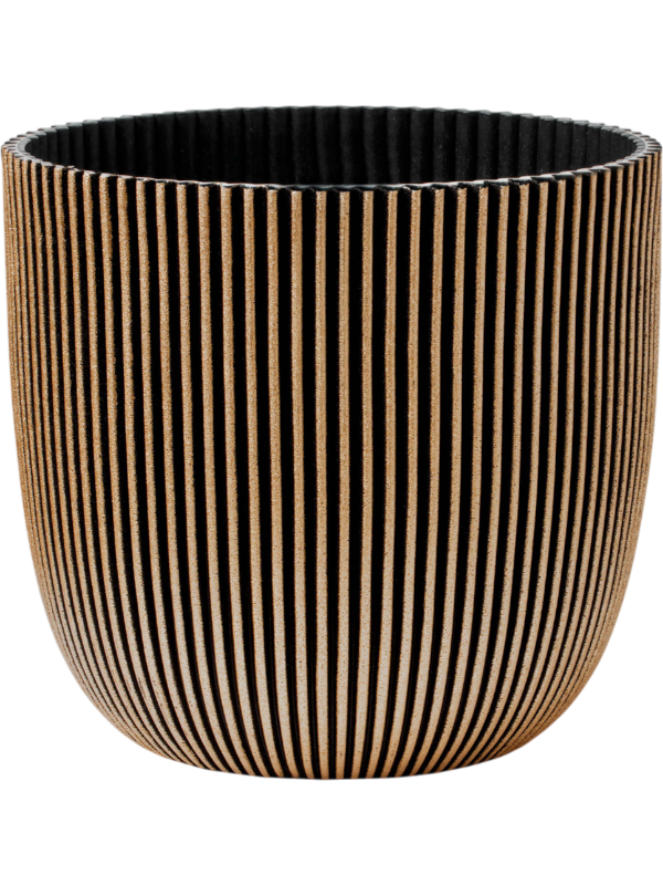 Capi Nature Groove Made With Plant Pot 15cm Height 16cm Dia Planter Ball Black Gold
