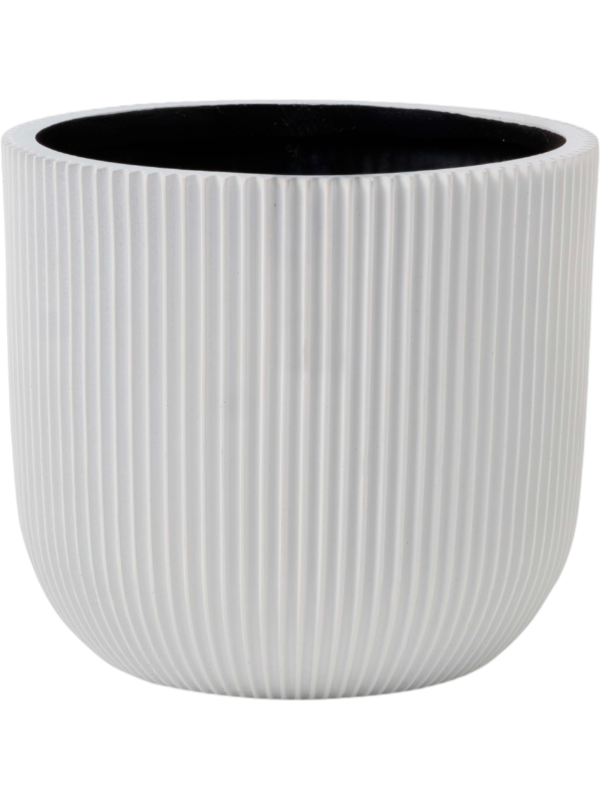 Capi Nature Groove Special Plant Pot 15cm Height 16cm Dia Planter Ball White