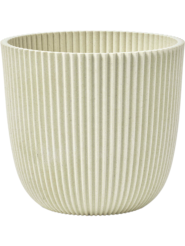 Capi Nature Groove Made With Plant Pot 23cm Height 24cm Dia Planter Ball Sawdust Beige