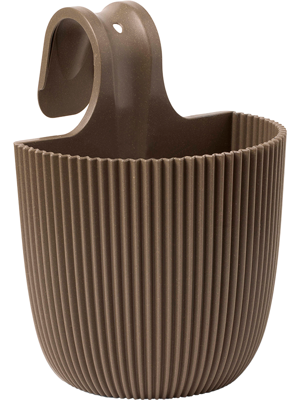 Capi Nature Groove Made With Plant Pot 28cm Height 20cm Dia Balcony Hanger Warm Taupe