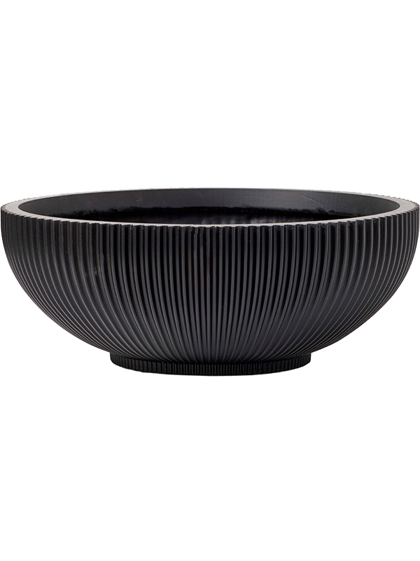 Capi Nature Groove Plant Pot 15cm Height 36cm Dia Bowl Intense Black