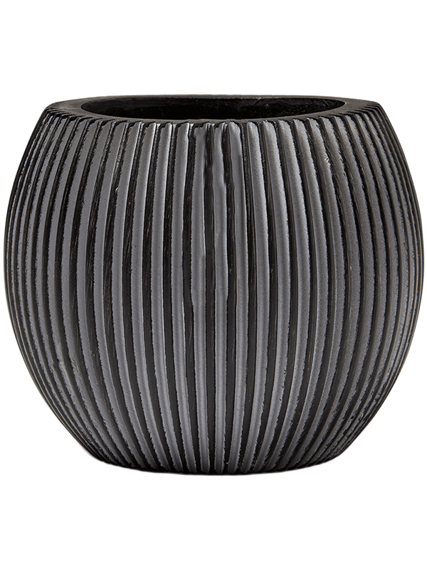 Capi Nature Groove Plant Pot 18cm Height 16cm Dia Vase Ball Black