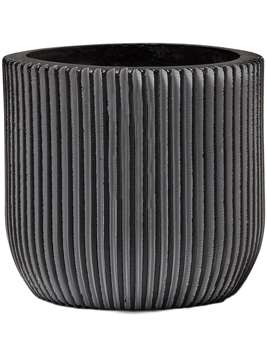 Capi Nature Groove Plant Pot 15cm Height 16cm Dia Planter Ball Black