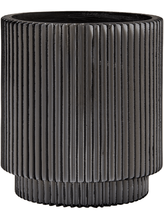 Capi Nature Groove Plant Pot 17cm Height 13cm Dia Vase Cylinder Black