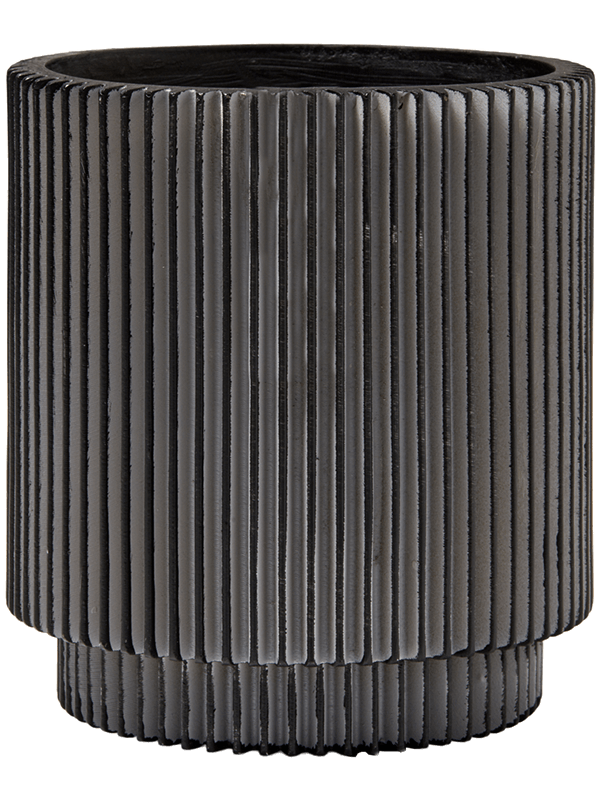 Capi Nature Groove Plant Pot 21cm Height 17cm Dia Vase Cylinder Black