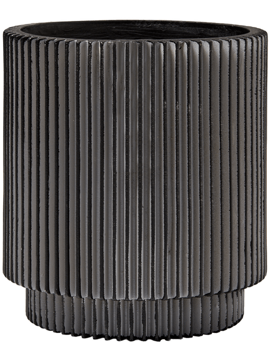 Capi Nature Groove Plant Pot 25cm Height 21cm Dia Vase Cylinder Black