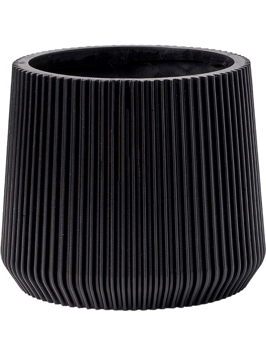 Capi Nature Groove Plant Pot 14cm Height 13cm Dia Sandbag Intense Black