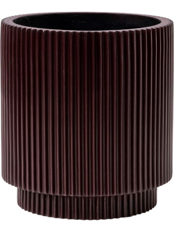 Capi Nature Groove Special Plant Pot 25cm Height 21cm Dia Vase Cylinder Black Red