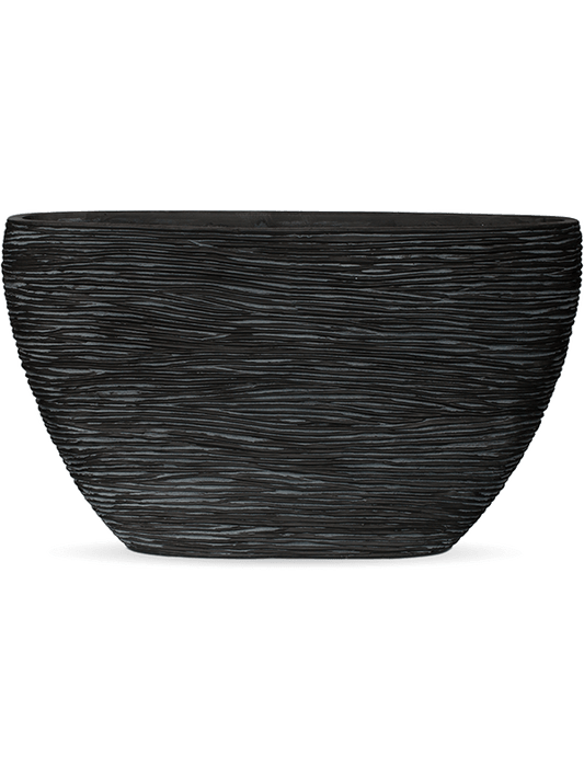 Capi Nature Rib Plant Pot 35cm Height 12cm Dia Planter Oval Black