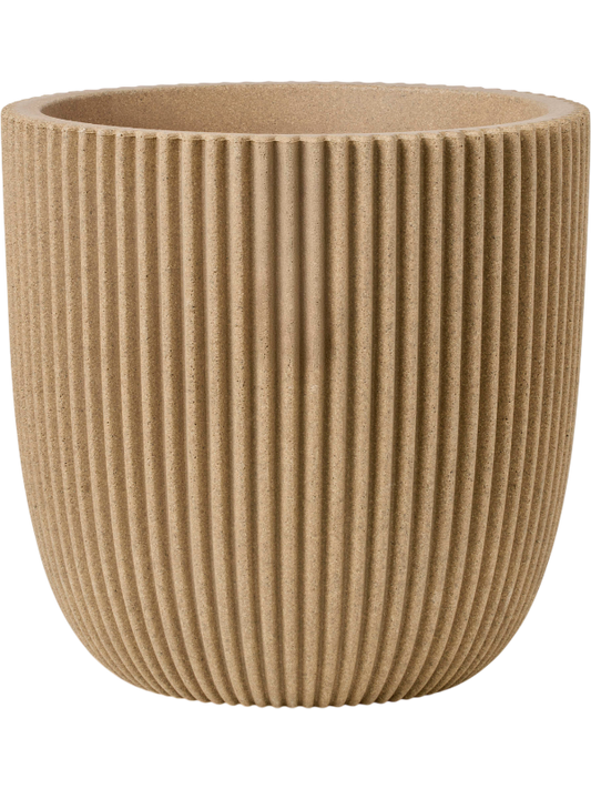 Capi Nature Groove NL Plant Pot 34cm Height 30cm Dia Planter Ball Beige