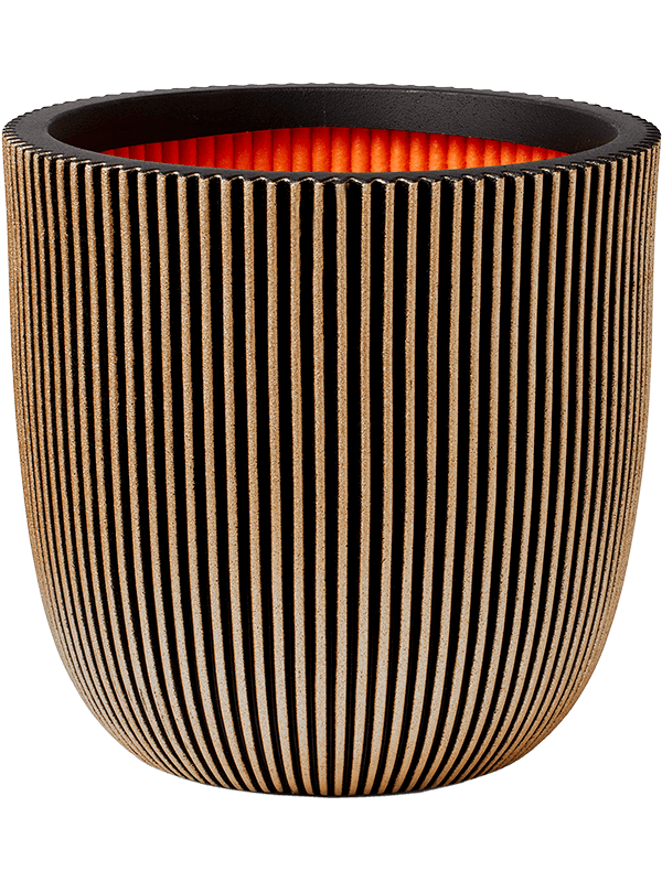 Capi Nature Groove NL Plant Pot 41cm Height 38cm Dia Planter Ball Black Gold