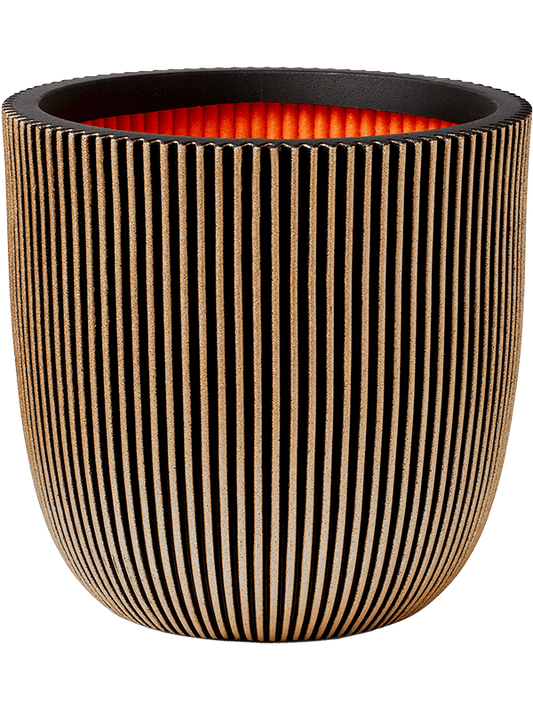 Capi Nature Groove NL Plant Pot 41cm Height 38cm Dia Planter Ball Black Gold