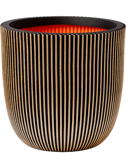 Capi Nature Groove NL Plant Pot 52cm Height 48cm Dia Planter Ball Black Gold