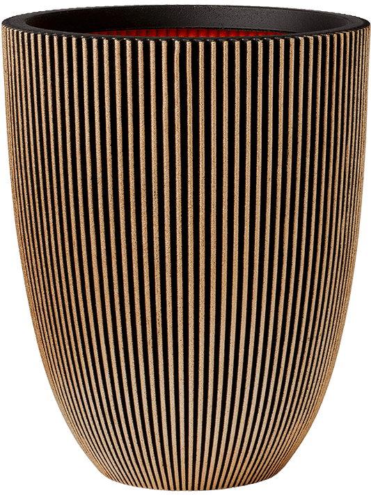 Capi Nature Groove NL Plant Pot 46cm Height 31cm Dia Vase Elegant Low Black Gold