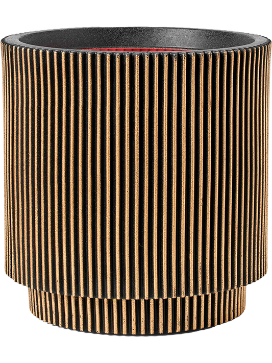 Capi Nature Groove NL Plant Pot 38cm Height 28cm Dia Vase Cylinder Black Gold