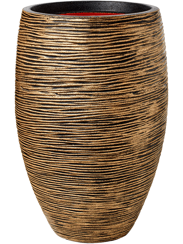 Capi Nature Rib NL Plant Pot 58cm Height 29cm Dia Vase Elegant Deluxe Black Gold