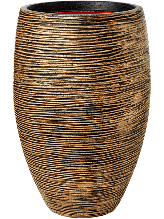Capi Nature Rib NL Plant Pot 58cm Height 29cm Dia Vase Elegant Deluxe Black Gold