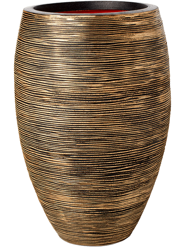 Capi Nature Rib NL Plant Pot 85cm Height 40cm Dia Vase Elegant Deluxe Black Gold