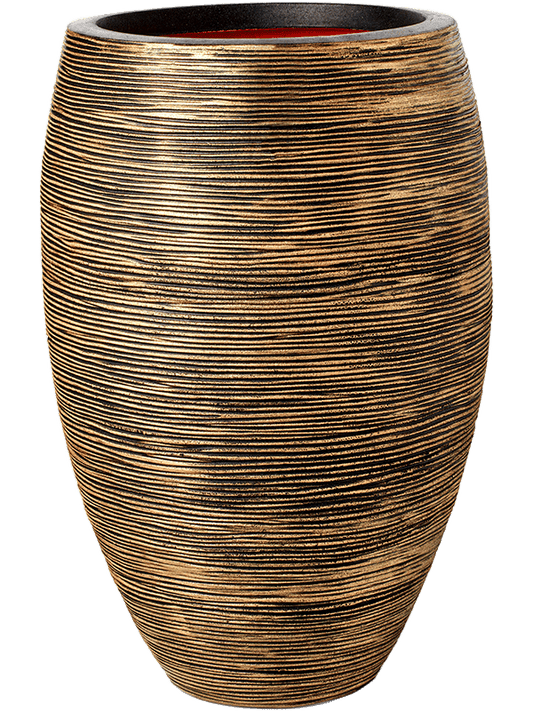 Capi Nature Rib NL Plant Pot 85cm Height 40cm Dia Vase Elegant Deluxe Black Gold