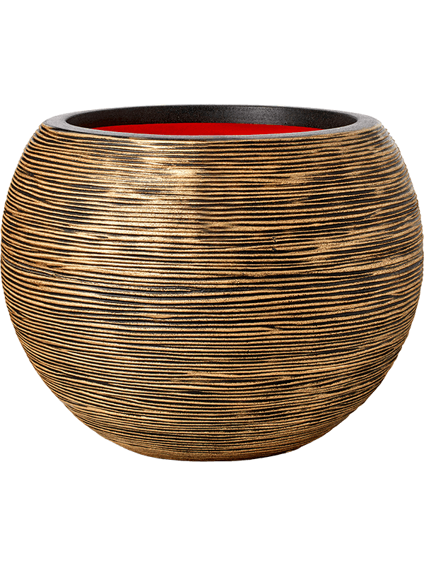 Capi Nature Rib NL Plant Pot 32cm Height 25cm Dia Vase Ball Black Gold