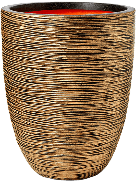 Capi Nature Rib NL Plant Pot 58cm Height 40cm Dia Vase Elegant Low Black Gold