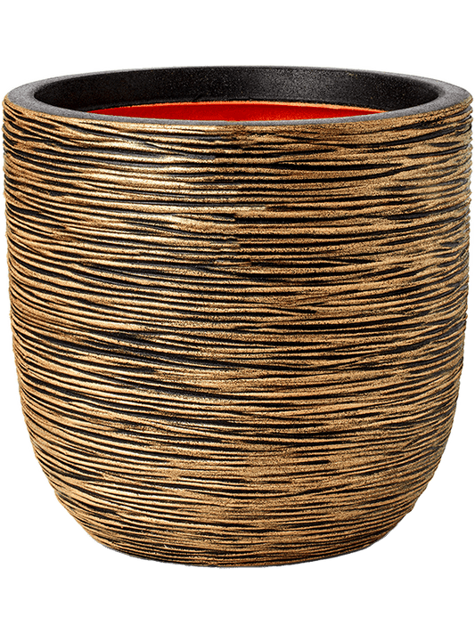 Capi Nature Rib NL Plant Pot 34cm Height 30cm Dia Planter Ball Black Gold