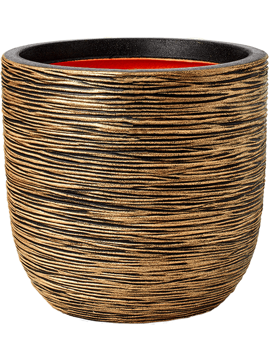 Capi Nature Rib NL Plant Pot 41cm Height 38cm Dia Planter Ball Black Gold