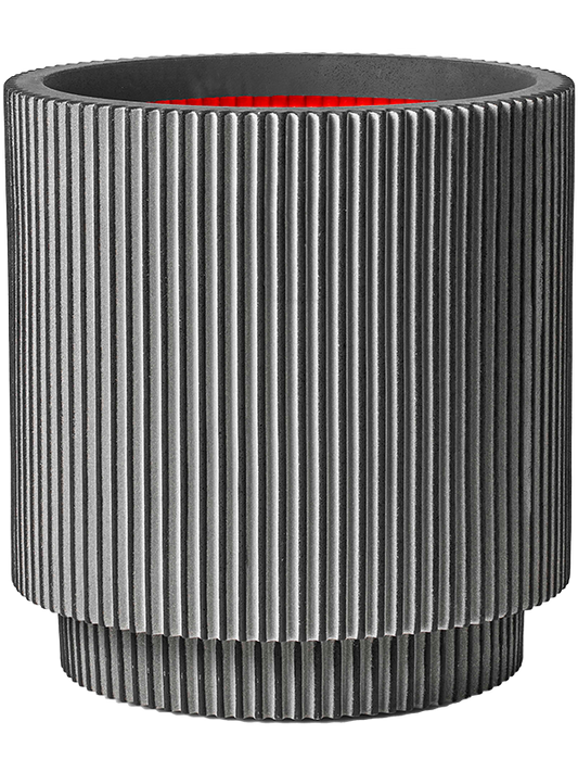Capi Nature Groove NL Plant Pot 38cm Height 28cm Dia Vase Cylinder Anthracite