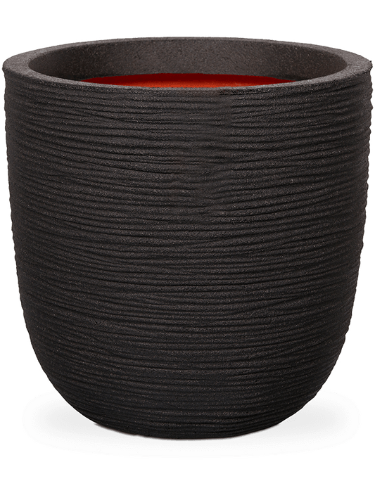 Capi Nature Rib NL Plant Pot 34cm Height 30cm Dia Planter Ball Black