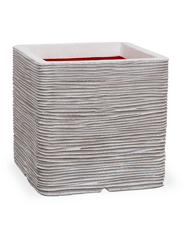 Capi Nature Rib NL Plant Pot 40cm Height 33cm Dia Planter Square Ivory