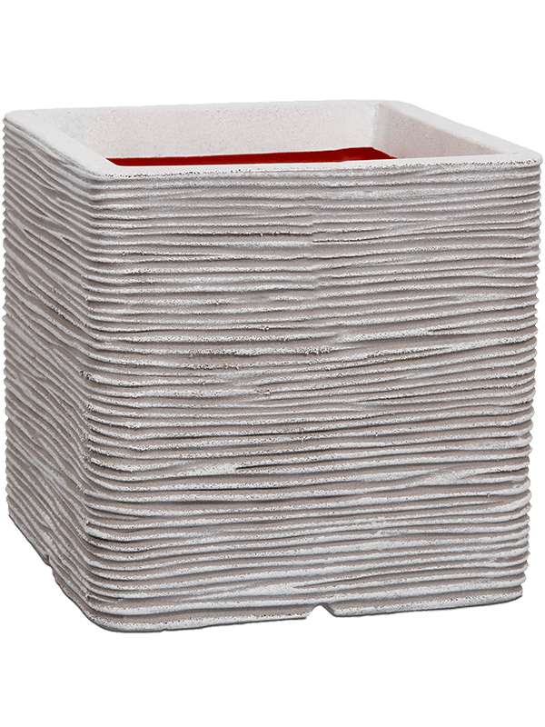 Capi Nature Rib NL Plant Pot 50cm Height 42cm Dia Planter Square Ivory