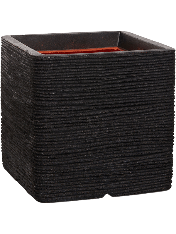 Capi Nature Rib NL Plant Pot 50cm Height 42cm Dia Planter Square Black