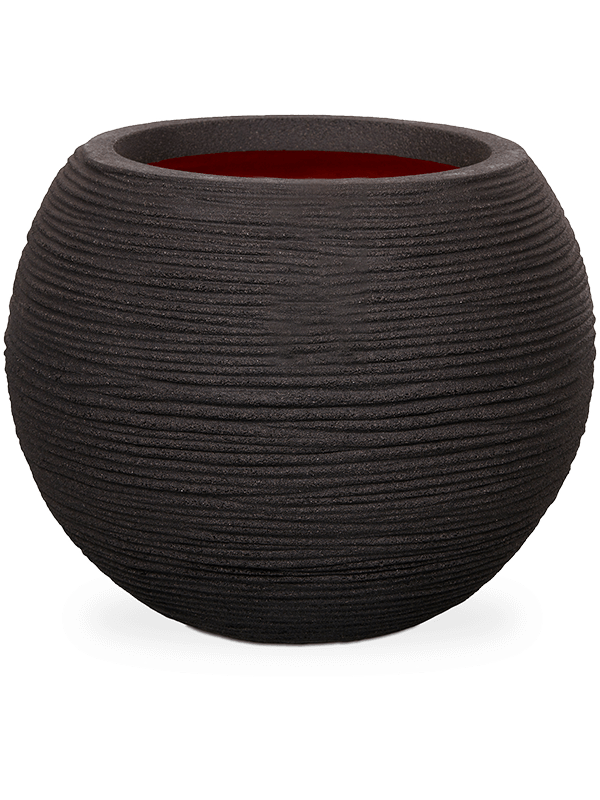 Capi Nature Rib NL Plant Pot 48cm Height 42cm Dia Vase Ball Black