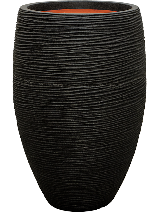 Capi Nature Rib NL Plant Pot 58cm Height 29cm Dia Vase Elegant Deluxe Black