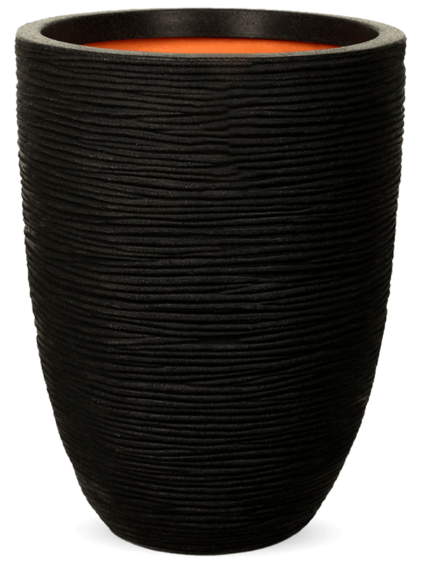 Capi Nature Rib NL Plant Pot 58cm Height 40cm Dia Vase Elegant Low Black