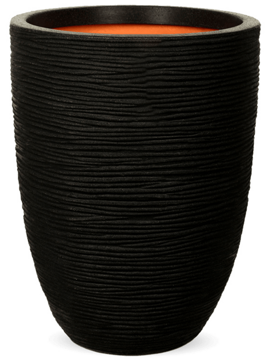 Capi Nature Rib NL Plant Pot 58cm Height 40cm Dia Vase Elegant Low Black