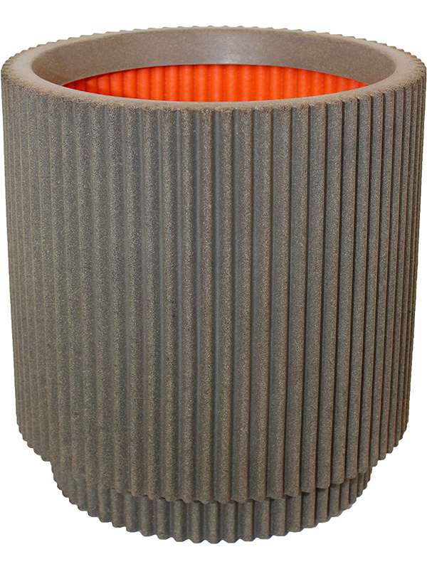 Capi Nature Groove NL Plant Pot 46cm Height 35cm Dia Vase Cylinder Warm Taupe