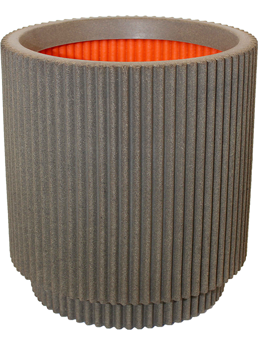 Capi Nature Groove NL Plant Pot 46cm Height 35cm Dia Vase Cylinder Warm Taupe