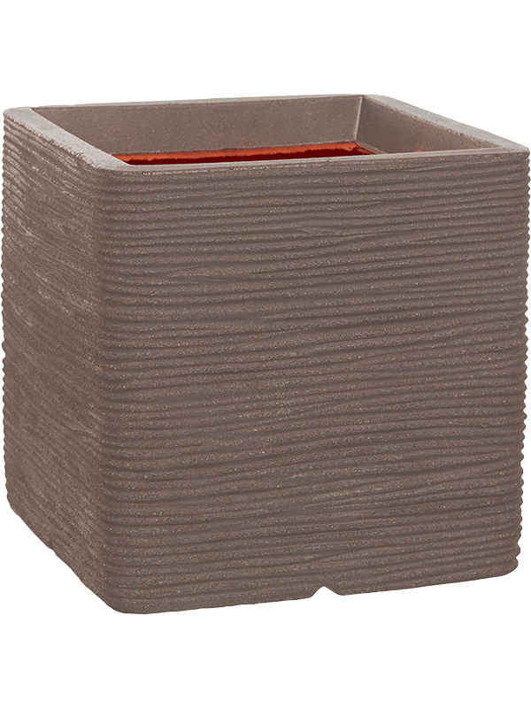 Capi Nature Rib NL Plant Pot 30cm Height 26cm Dia Planter Square Warm Taupe