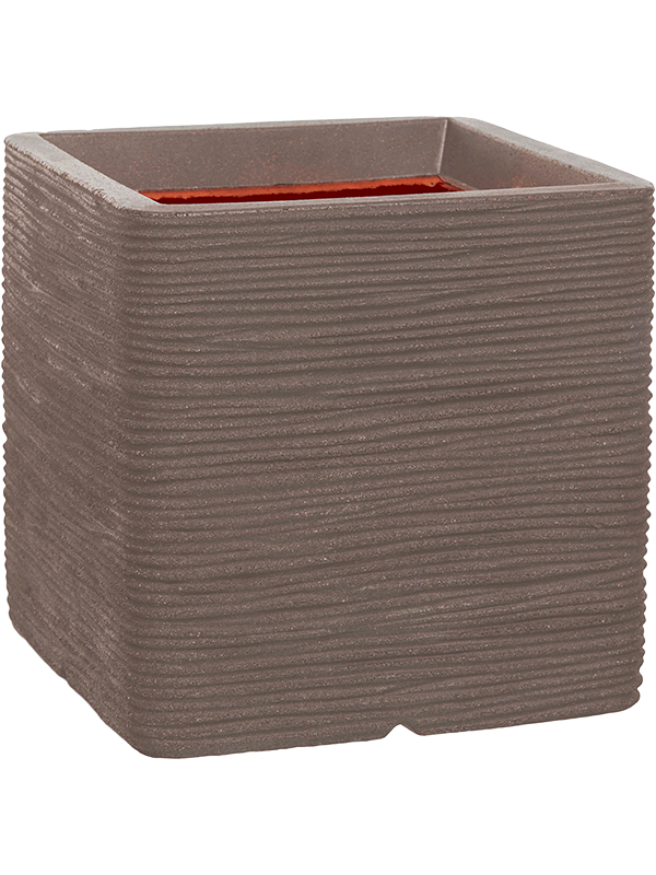 Capi Nature Rib NL Plant Pot 50cm Height 42cm Dia Planter Square Warm Taupe