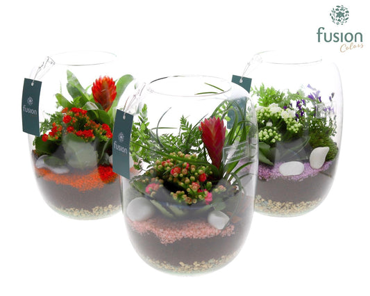 Green Bottle Isabella Large met Arrangement 3pp 25cm 19cm Pot