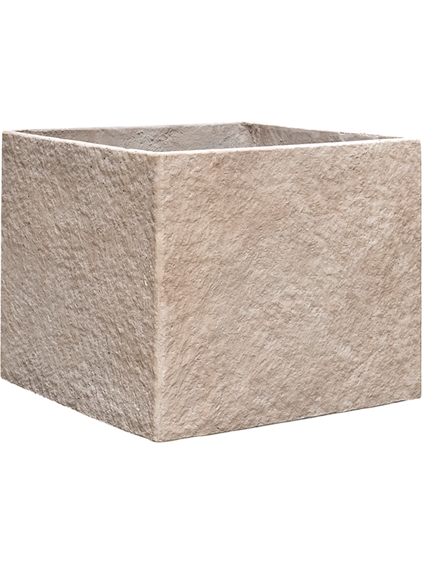 Coast Mountains Plant Pot 46cm Height 52cm Dia Square Planter Khaki