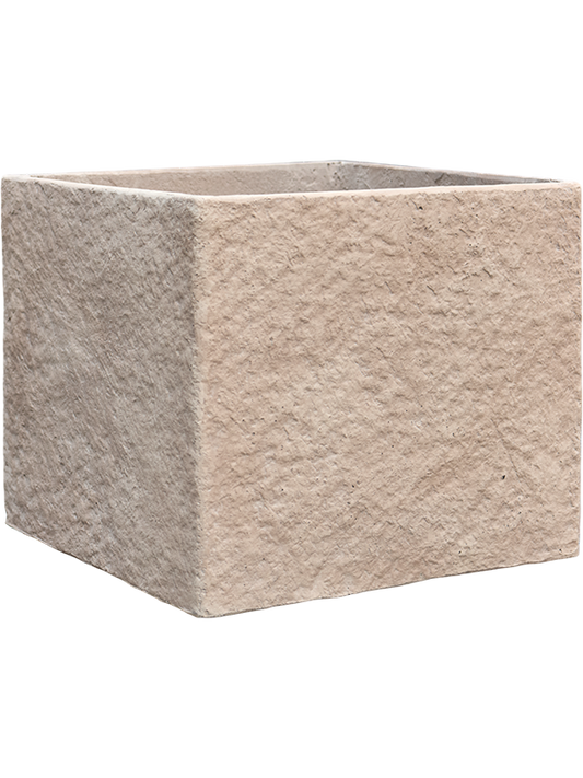 Coast Mountains Plant Pot 38cm Height 42cm Dia Square Planter Khaki