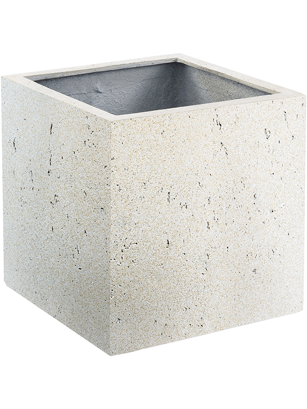 Grigio Plant Pot 40cm Height 32cm Dia Cube Antique White