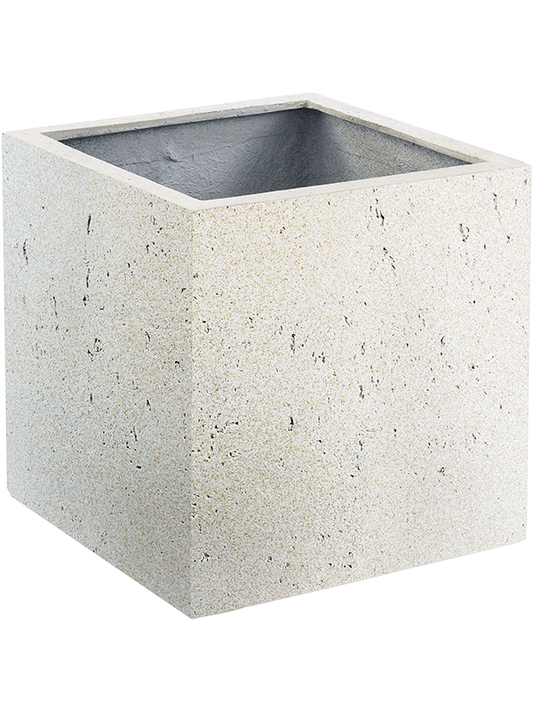 Grigio Plant Pot 40cm Height 32cm Dia Cube Antique White