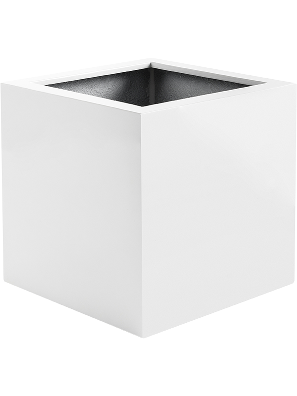 Argento Plant Pot 40cm Height 32cm Dia Cube Matt White