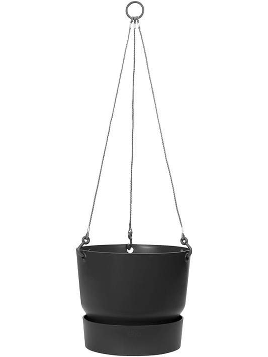 Greenville Plant Pot 21cm Height 23cm Dia Hanging Basket Living Black