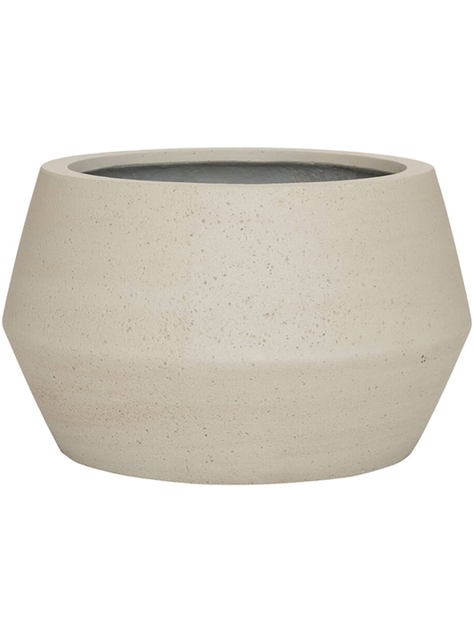 Cement & Stone Plant Pot 32cm Height 38cm Dia Harley Low L Beige Washed