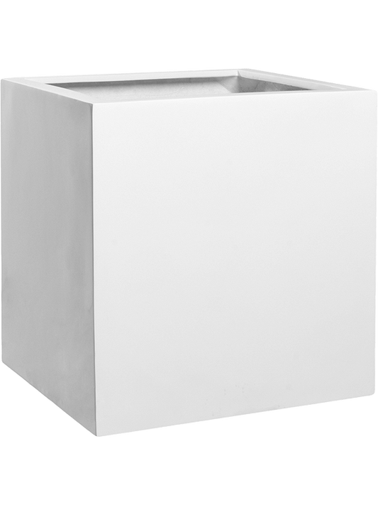 Fiberstone Plant Pot 40cm Height 38cm Dia Block M Glossy White