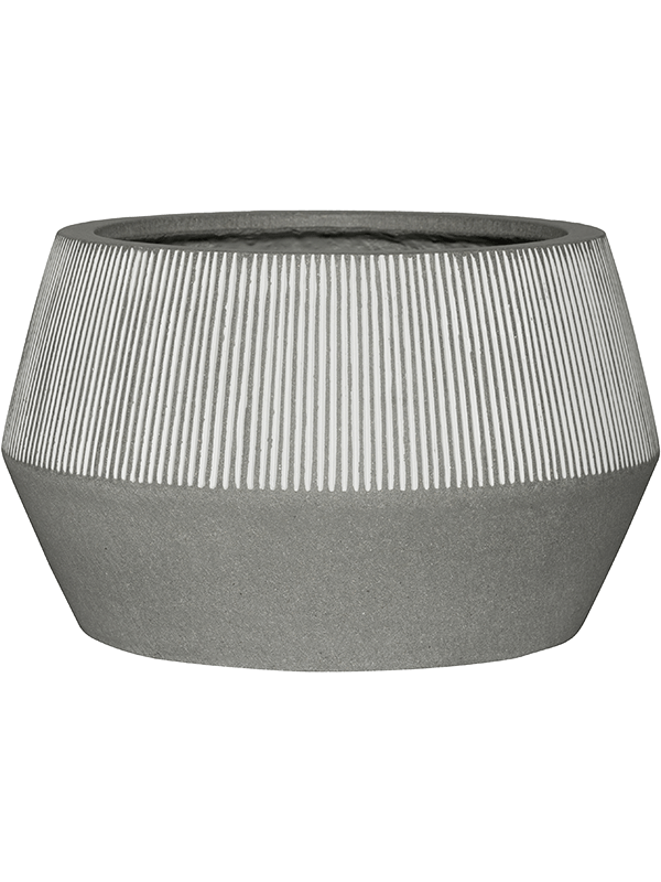 Ridged Plant Pot 32cm Height 38cm Dia Harley Low L, White Stripe